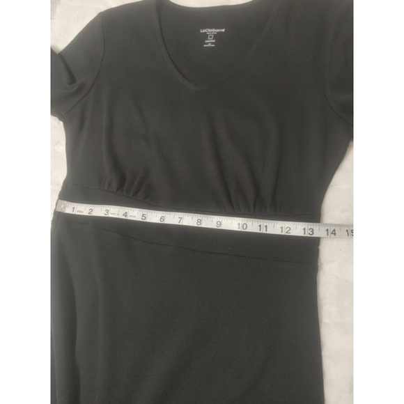 Women's Liz Claiborne Essentials Black Cotton Stretch Waist Dress Size XXS - Picture 6 of 11